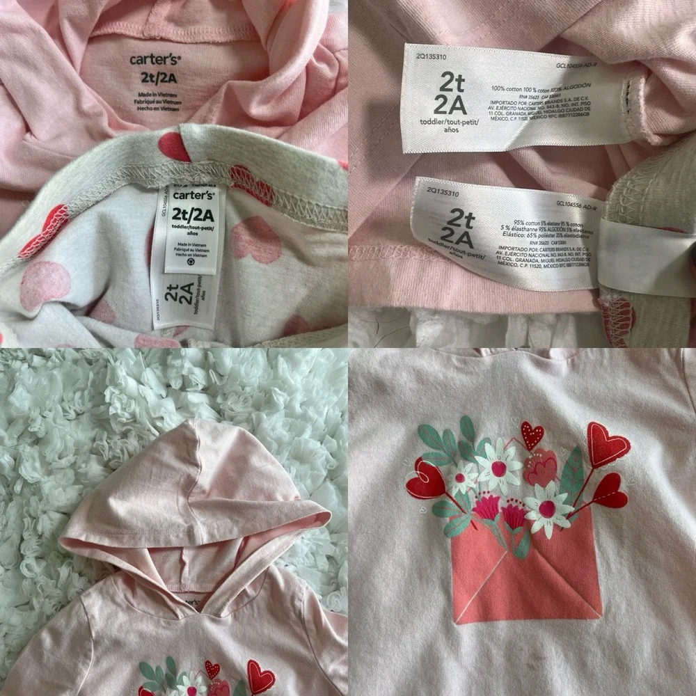 Baby‎ 2-Piece Valentine's Heart Hooded Top & Legging Set. SIZE 18 MONTHS
